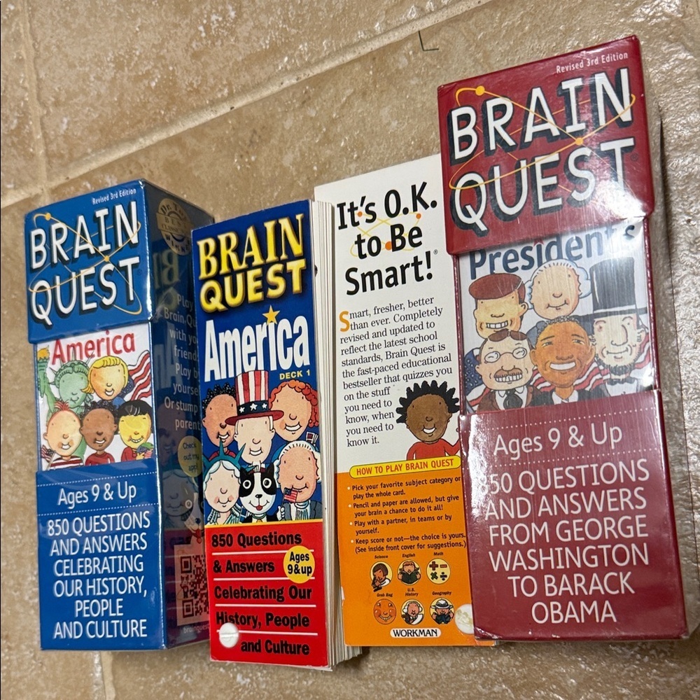 Brain, quest bundle of questions on presidents, America & others set of four